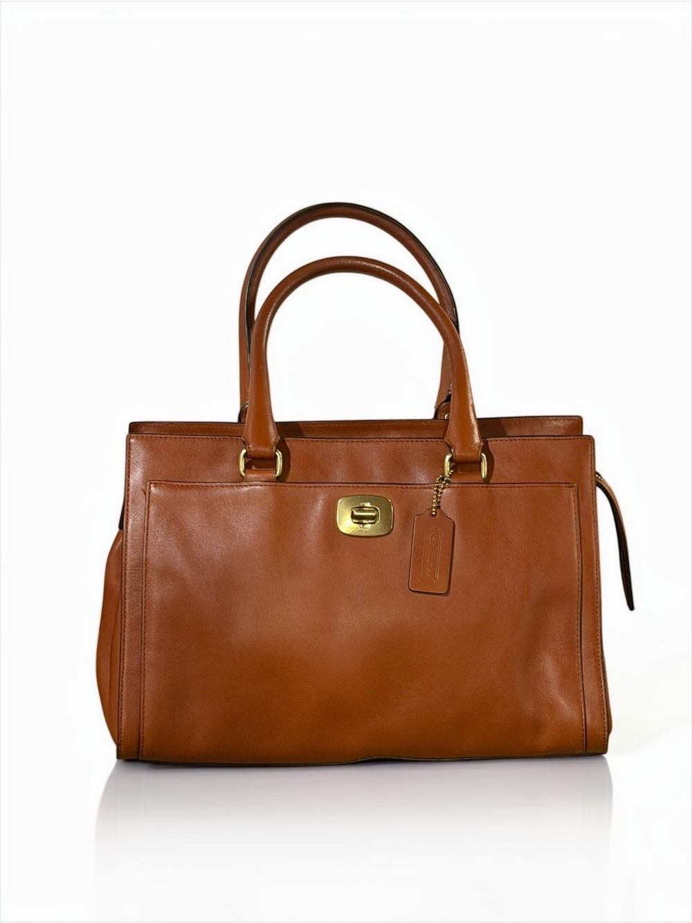 Coach Legacy Chelsea Leather Carryall Satchel (Style 25359), Cognac/Saddle brown